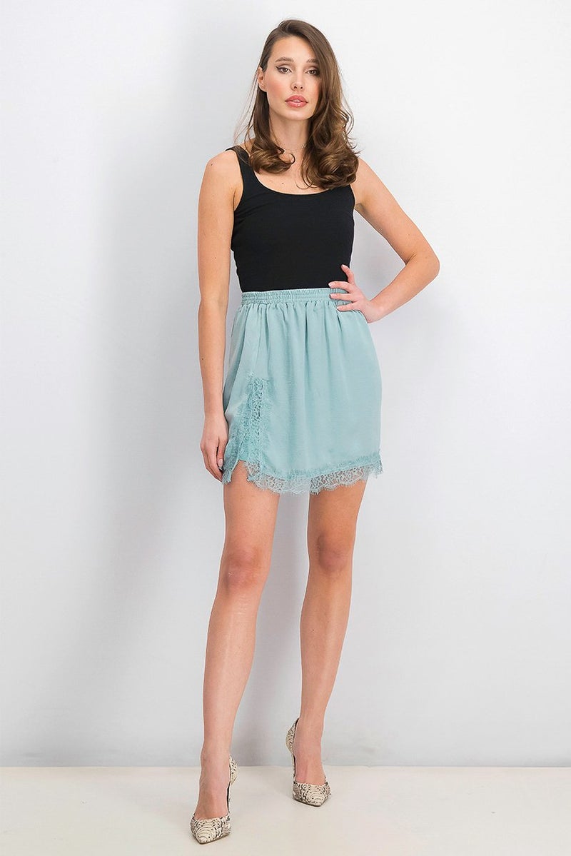 MANGO Women Lace Skirt, Turquoise - Image 2